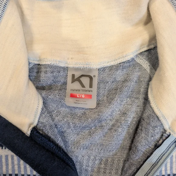 Kari Traa Cream and Blue Thermal Top - Picture 2 of 4